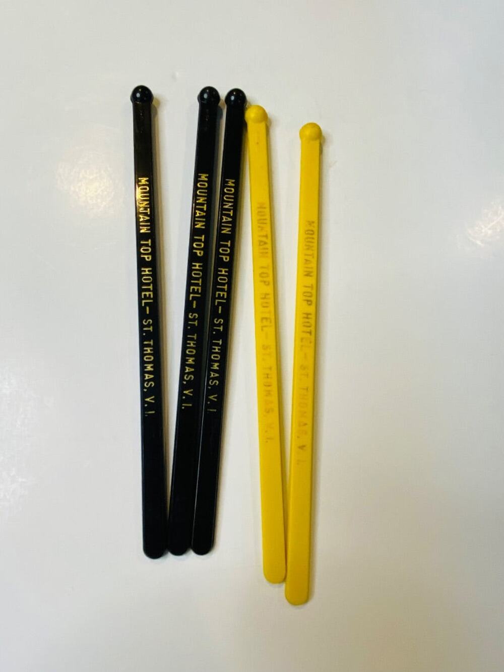 Lot of 5 Vintage Mountain Top Hotel St Thomas VI Swizzle Cocktail Sticks 6"